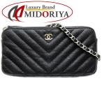 [ б/у ]CHANEL Chanel цепочка для бумажника A82527 V стежок цепь бумажник W Zip черная икра s gold черный женский /181683