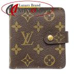 ショッピングLOUIS 【中古】LOUIS VUITTON ルイヴィトン モノグラム 二つ折り財布 M61667 コンパクトジップウォレット ブラウン レディース /188623