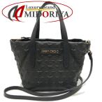 JIMMY CHOO ジミーチュウ ミニサラ ハンドバッグ 2WAY エンボススタッズ レザー ブラック/252670【中古】