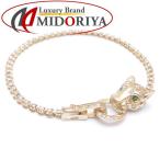 ブレスレット パンサーモチーフ グリーンガーネット0.04ct ダイヤモンド1.00ct K18YG イエローゴールド/29629【中古】