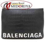 BALENCIAGA Balenciaga Logo ручная сумочка сцепление 579550 type вдавлено . кожа черный мужской /353381[ б/у ]
