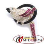 ブローチ 鳥モチーフ ルビー2.48ct ダイヤモンド0.86ct K18YG イエローゴールド/78755【中古】
