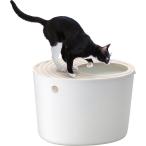 ショッピング猫 トイレ アイリスオーヤマ 猫 トイレ 本体 上から猫トイレ (飛び散らない) ホワイト レギュラーサイズ