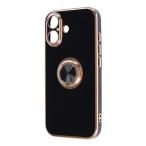 iPhone17 ケース ソフトケース 精密設計 フレームメッキ リング付き  ブラック/ゴールド 爆買