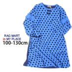 RAG MART IN MY PLACE 長袖ワンピース 前後切替 ドット総柄 フロッキー水玉 袖フリル ひざ丈 綿100% ラグマートインマイプレイス 130 2733806 子供 女の子
