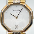 クリスチャンディオール 腕時計 クォーツ 45-134 オクタゴン 稼働品 ゴールドカラー 難有 Christian Dior 中古 ◆2008