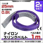 スリングベルト 1m 2本セット ナイロンスリング 耐荷800kg 25mm×1m ベルトスリング 運搬用スリング 吊具