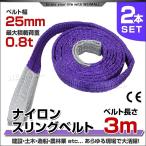 スリングベルト 3m 2本セット ナイロンスリング 耐荷800kg 25mm×3m ベルトスリング 運搬用スリング 吊具