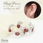 Yahoo! Yahoo!ショッピング(ヤフー ショッピング)フープピアス K10WG 10金 ホワイトゴールド キュービックジルコニア ガーネット 1月 誕生石 スナップ 小さい 日本製 爆買