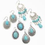 Yahoo! Yahoo!ショッピング(ヤフー ショッピング)透かし模様フレームの大ぶりターコイズフックピアス チタン製 低金属アレルギー エスニック ボヘミアン 爆買