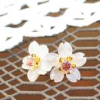 シェル桜ピアスレディースK10金ゴールド日本製2WAYピンクトルマリンシロ...