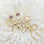 Yahoo! Yahoo!ショッピング(ヤフー ショッピング)キュートなリボンのピアス フェイクパール スワロフスキーの合計5点セット サージカルステン