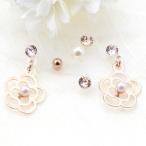Yahoo! Yahoo!ショッピング(ヤフー ショッピング)ナパNAPA スタッドピアス 6点セット 樹脂ポスト ノンアレルギー 透かしフラワー カメリア パール 爆買