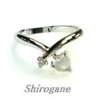 リング指輪レディース日本製ムーンストーン&キュービックハートデザイ...