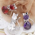 タックピンタイピンハットピンショールピン3種類のジルコニアが輝くネコモチー...