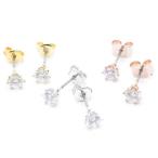 Yahoo! Yahoo!ショッピング(ヤフー ショッピング)1石ピアス　4mmキュービックジルコニア チタン製ポスト 4.0ミリ 爆買