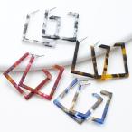 Yahoo! Yahoo!ショッピング(ヤフー ショッピング)スタッドピアス フープピアス スクエアフープ アクリル べっ甲風 カラー シック お出かけ ビッグフープ 爆買