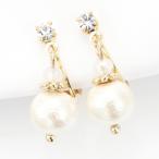 Yahoo! Yahoo!ショッピング(ヤフー ショッピング)イヤリング 痛くない IMFスプリング コットンパール フリンジ 揺れ動く 上品 スワロフスキー ビーズ 6mm珠 ニッケルフリー