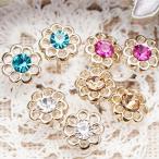 Yahoo! Yahoo!ショッピング(ヤフー ショッピング)スタッドピアス チタン製ポスト 低アレルギー ストーンフラワー お花ピアス プチピアス 爆買
