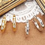 Yahoo! Yahoo!ショッピング(ヤフー ショッピング)石入りフープピアス 輪っか チタンポスト 国産 日本製 シルバー ゴールド