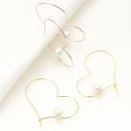 Yahoo! Yahoo!ショッピング(ヤフー ショッピング)レディース　フープピアス　ピアス　ワイヤー　ハート　パール　ゴールド　ピンクゴールド