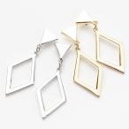 Yahoo! Yahoo!ショッピング(ヤフー ショッピング)ダイヤ形メタルフレームが揺れるチタン製ポストピアス 日本製 低金属アレルギー トライアングル ひし形