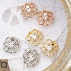 Yahoo! Yahoo!ショッピング(ヤフー ショッピング)スタッドピアス 日本製 チタン製ポスト メタリックな透かしフラワーのピアス デイリーピアス