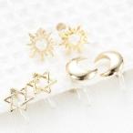 Yahoo! Yahoo!ショッピング(ヤフー ショッピング)ノンホールピアス 日本製 イヤリング ノンアレルギー 自然モチーフ ストーン ゴールド