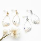 Yahoo! Yahoo!ショッピング(ヤフー ショッピング)ノンホールピアス 日本製 イヤリング ノンアレルギー ドロップフレーム ワイヤー スワロフスキー