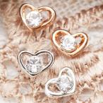 Yahoo! Yahoo!ショッピング(ヤフー ショッピング)スタッドピアス サージカルステンレス製ポスト オープンハート＆ストーン プチピアス 爆買