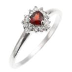 リング指輪ピンキーリングレディースガーネットハートカットジルコニア透かし柄...