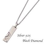 ネックレス メンズ ブラックダイアモンド プレート シルバー925製 黒 Forever シンプル カジュアル 爆買
