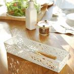 スチール製の安定感のあるカトラリーケース カフェのような雰囲気 ホワイト ピンク メール便 定型外郵便不可