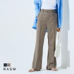 (夏セール対象) パンツ リネン混 麻混 フレアパンツ レーヨン混 ゆったり ラス RASW あすつく レディース