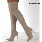 ニーハイブーツ レディース ストレッチ サイハイブーツ ロングブーツ 大きいサイズ ピンヒール ハイヒール レディース ブーツ ロング コスプレ靴 長靴 黒