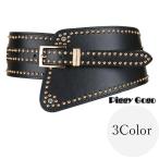 サッシュベルト コルセットベルト レディース 女性 女子 ワイド スタッズ フェイクレザー ゴム ストレッチ 伸縮 ファッション小物 服飾雑貨 ウエス