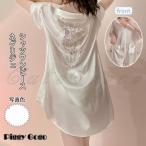 ネグリジェ レディース シャツワンピース 半袖 レース 前開き ランジェリー ベビードール 薄手 軽量 シルク風 過激下着 夏服 おしゃれ