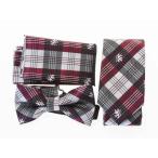  мужская мода бизнес casual галстук × бабочка галстук × pocket square комплект # красный × белый × пепел в клетку 