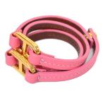 トリーバーチ ジュエリー TORY BURCH レザー ３連ブレス ラップ ブレスレット バングル ピンク