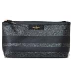 Yahoo! Yahoo!ショッピング(ヤフー ショッピング)ケイトスペード ポーチ katespade ラメグリッター ストライプ 化粧ポーチ コスメポーチ マルチポーチ ブラックマルチ 3223