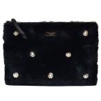 ケイトスペード バッグ　katespade ビジュー パール ファー ラージ マルチ ポーチ クラッチ バッグ ブラック 5191