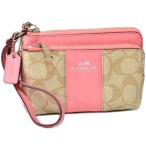 コーチ マルチポーチ COACH シグネチャー ストライプ ダブル コーナー ジップ リストレット ポーチ ピンク 52853