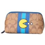 Yahoo! Yahoo!ショッピング(ヤフー ショッピング)コーチ コスメポーチ COACH パックマン シグネチャー ストライプ コーティングキャンパス レザー コスメティック  化粧ポーチ カーキ×デニム 56714