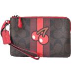 Yahoo! Yahoo!ショッピング(ヤフー ショッピング)コーチ マルチポーチ COACH パックマン シグネチャー ストライプ コーティング レザー コーナー ジップ リストレット ポーチ ブラウン×トゥルーレッド 56715