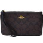 コーチ マルチポーチ COACH コーティング キャンパス シグネチャー リストレットポーチ ブラウン×ブラック 58695