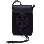 トリーバーチ バッグ TORY BURCH スエード レザー ミラー タッセル フォン iPhone スマホ ポシェット クロスボディ 斜め掛け ショルダーバッグ ブラック 61362