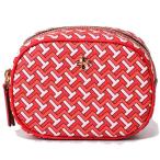トリーバーチ 小物 TORY BURCH  コーティングキャンバス タイル T コスメティックポーチ コスメポーチ 化粧ポーチ レッド 64205
