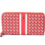 トリーバーチ 長財布 TORY BURCH レザー T ジグザグ ストライプ ジップ コンチネンタル アコーディオン アラウンド 長財布 レッド 64279