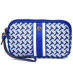 トリーバーチ 小物 TORY BURCH  レザー T ジグザグ ストライプ リストレット ジップ クラッチ ポーチ ブルー 64282