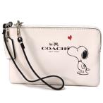 コーチ マルチポーチ COACH ヌーピー ピーナッツ レザー コーナー ジップ リストレット ポーチ チャーク 65193